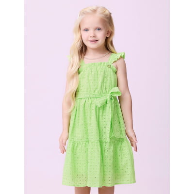 Vestido Infantil Momi Laise Verde  Laço