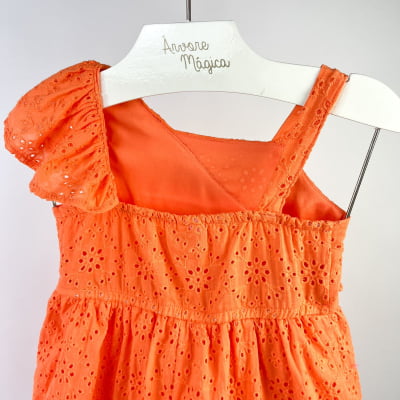 Vestido Infantil Momi Laranja Neon Laise Babados