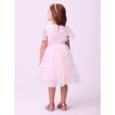 Vestido Infantil Momi Rosa Flores 3D Candy