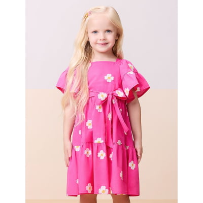 Vestido Infantil Momi Rosa Flores Bordadas