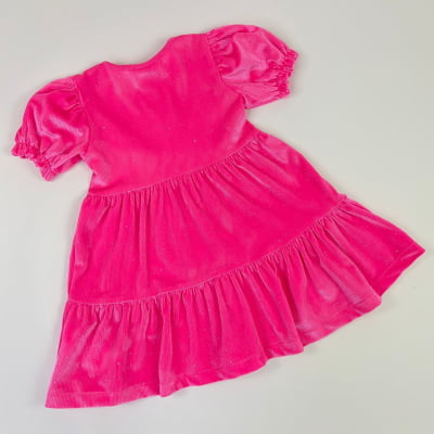 Vestido Infantil Momi Rosa Veludo Brilhante