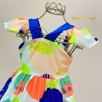 Vestido Infantil Neon Fundo do Mar Mon Sucré