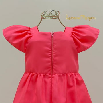 Vestido Infantil Rosa Neon Mon Sucré