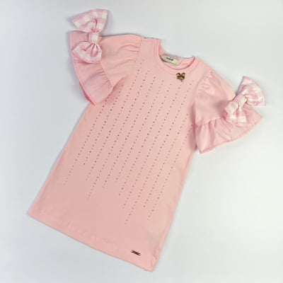 Vestido Infantil Rosa Strass Animê