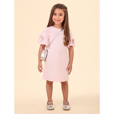 Vestido Infantil Rosa Strass Animê