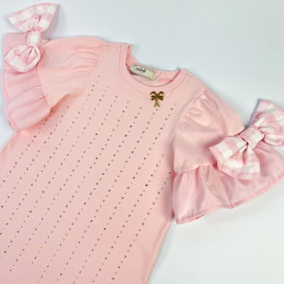 Vestido Infantil Rosa Strass Animê