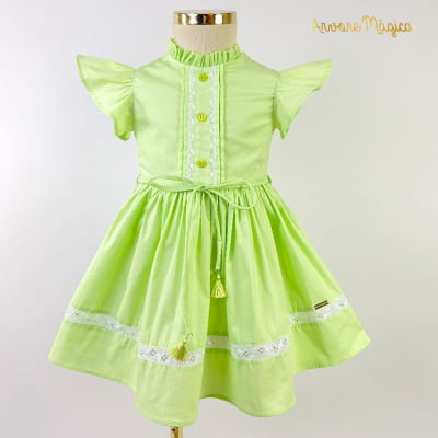 Vestido Infantil Um Mais Um Verde Lavínia