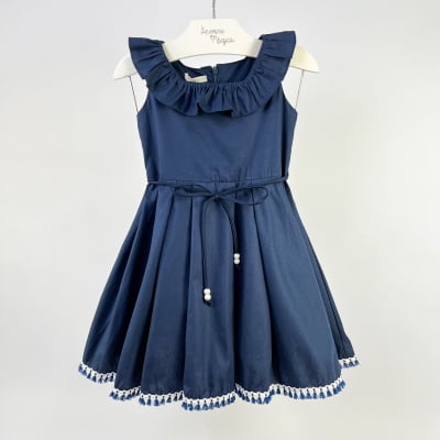 Vestido de Festa Bebê Um Mais Um Azul Marinho