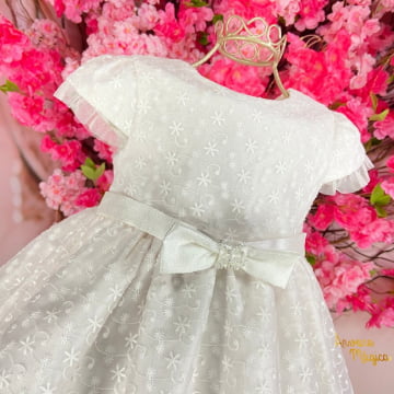 Vestido para bebê Branco Rendado Petit Cherie