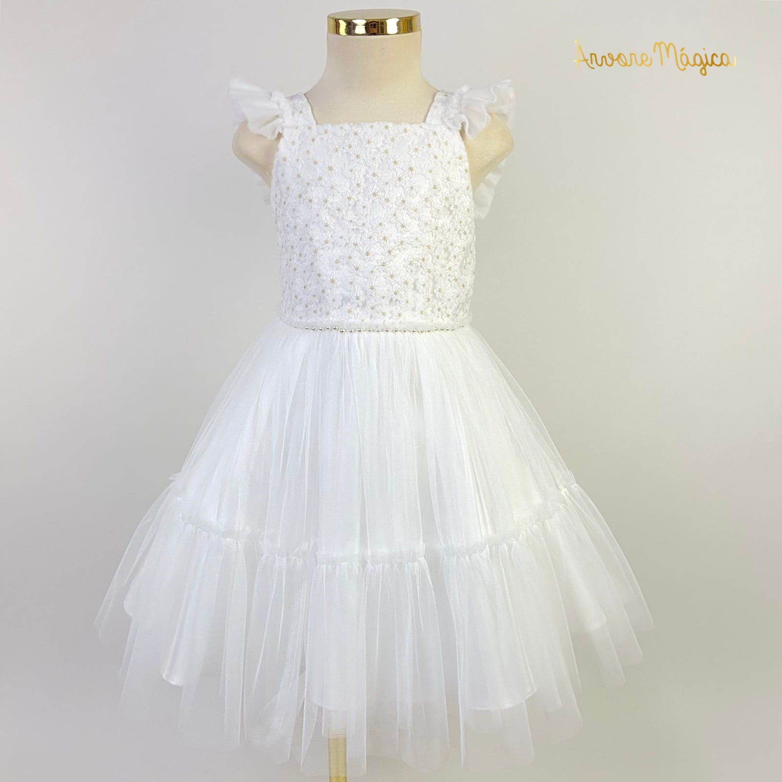 Vestido de Festa Infantil Branco Anne Petit Cherie