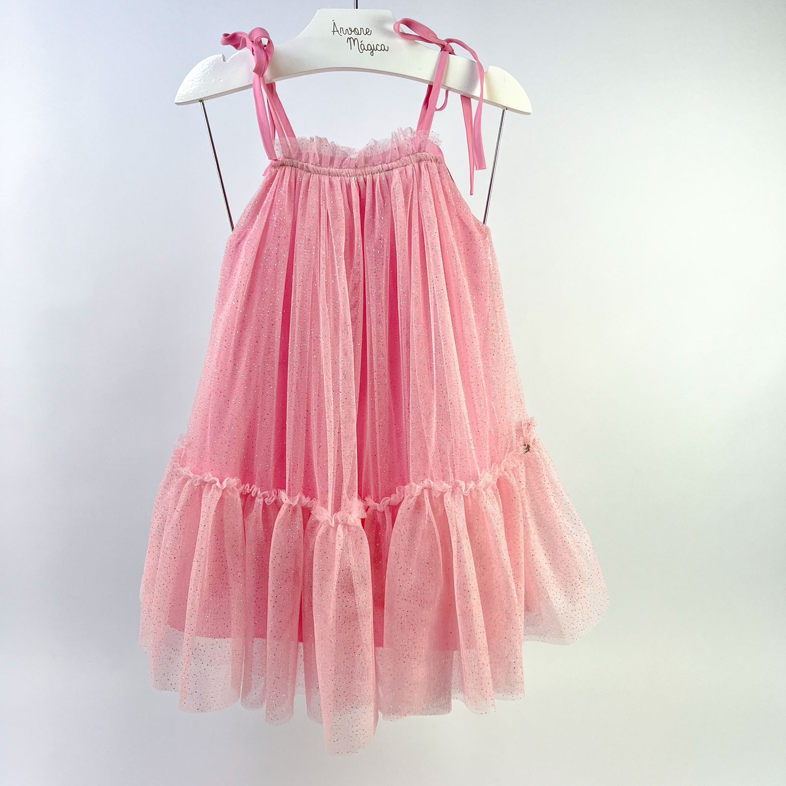 Vestido de Festa Infantil Málagah Rosa Babados