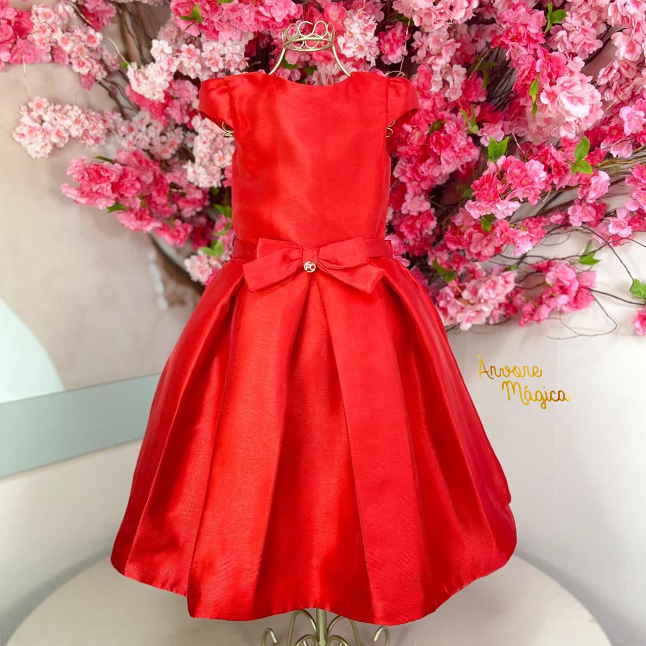 Vestido de Festa Infantil Organza Vermelho Petit Cherie