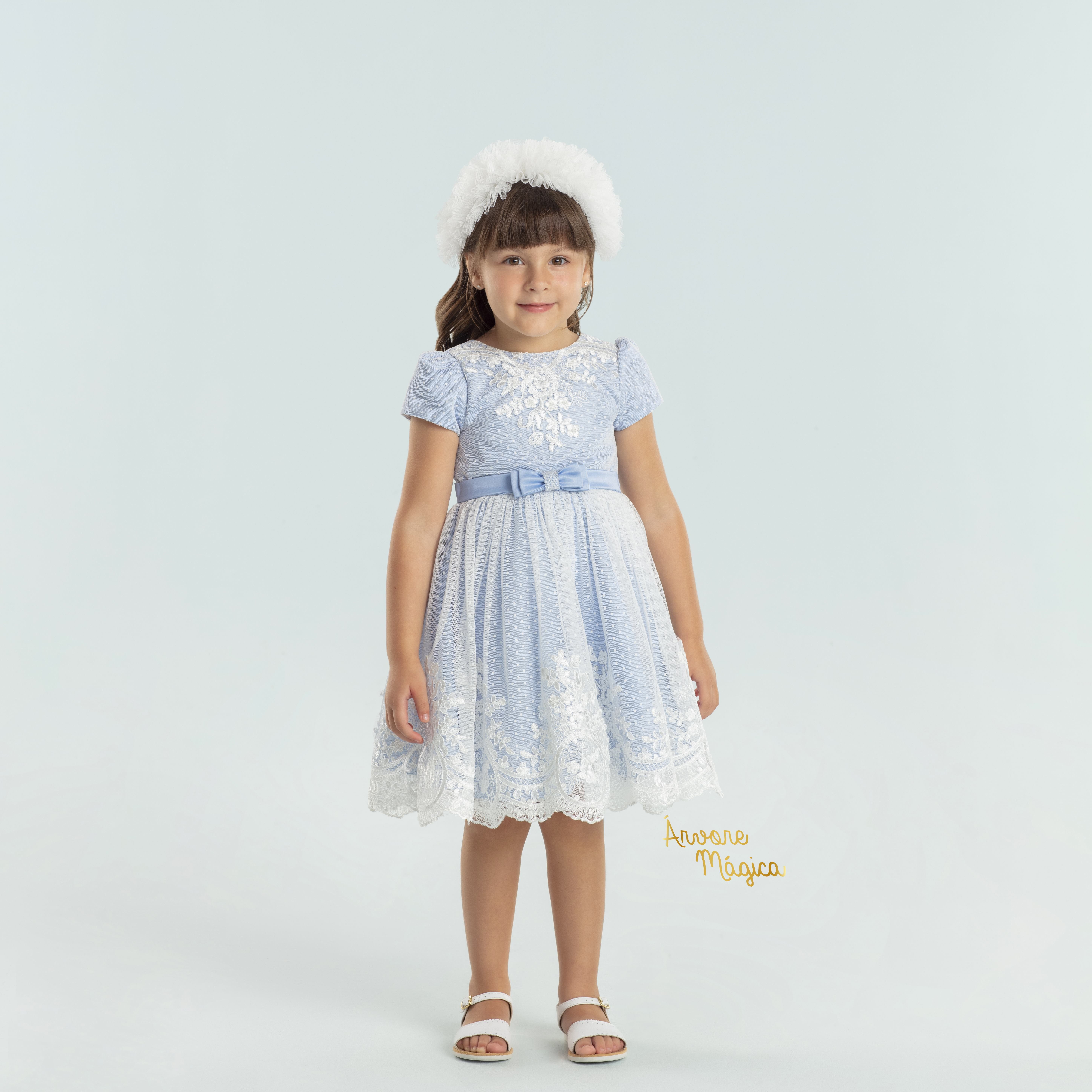 vestido de renda infantil azul