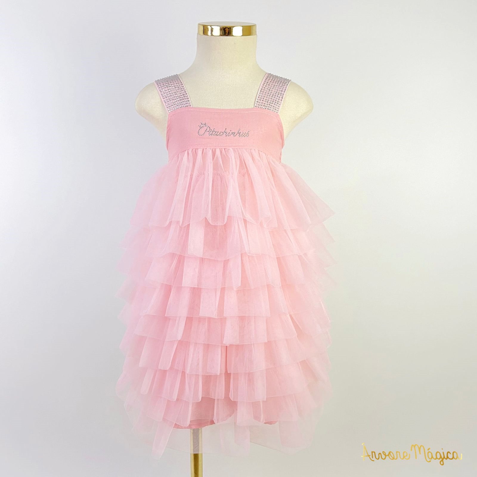 Vestido de Festa Infantil Pituchinhus Rosa Glamour