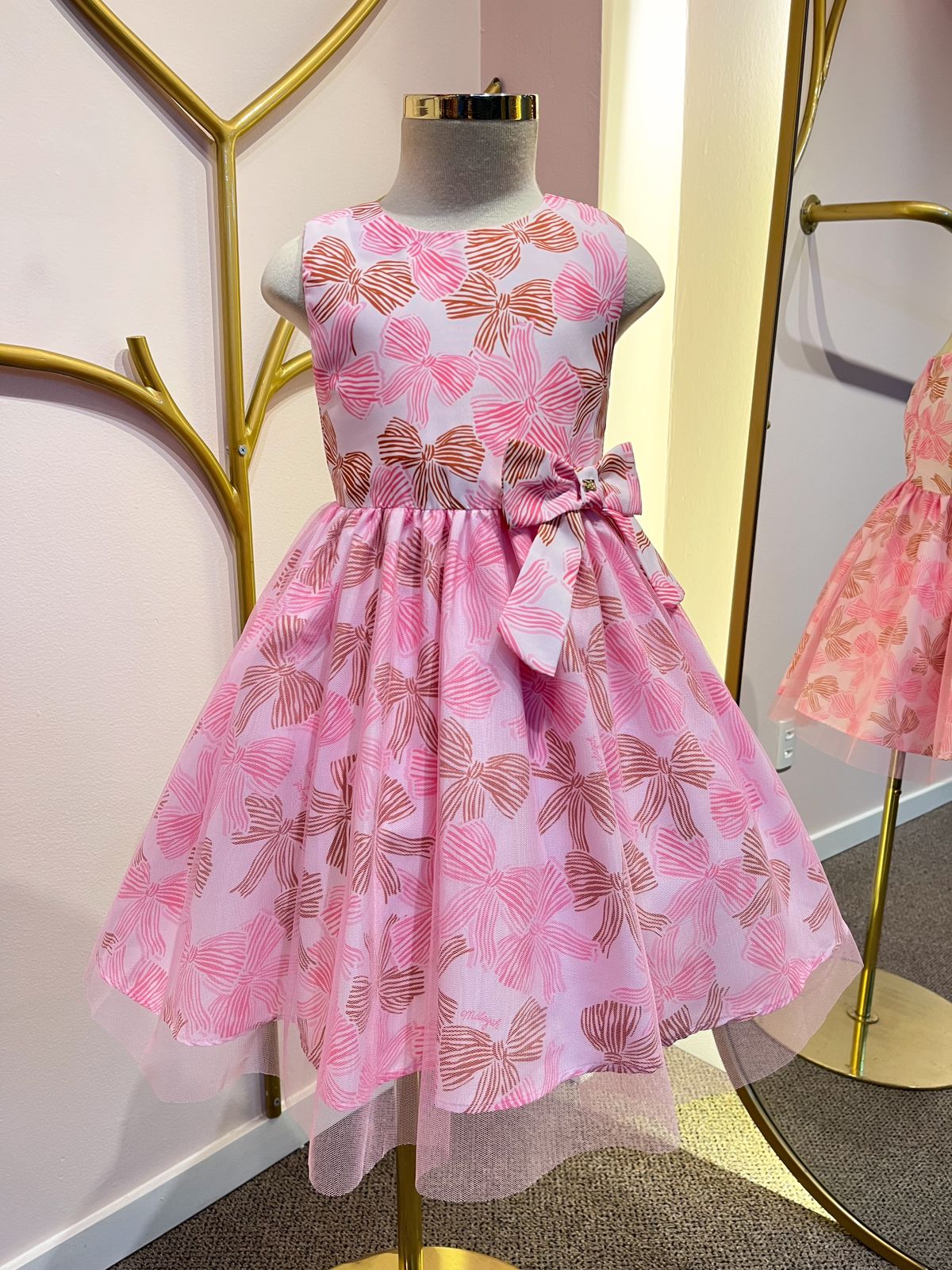 Vestido de Festa Infantil Rosa Laços Málagah