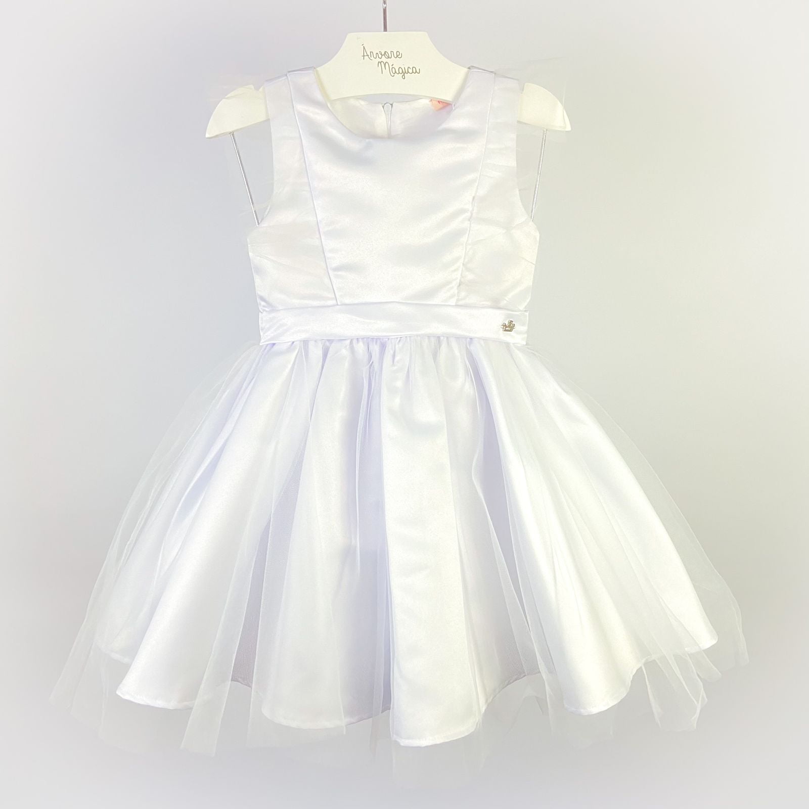 Vestido de Festa Infantil Málagah Angel Branco Tule