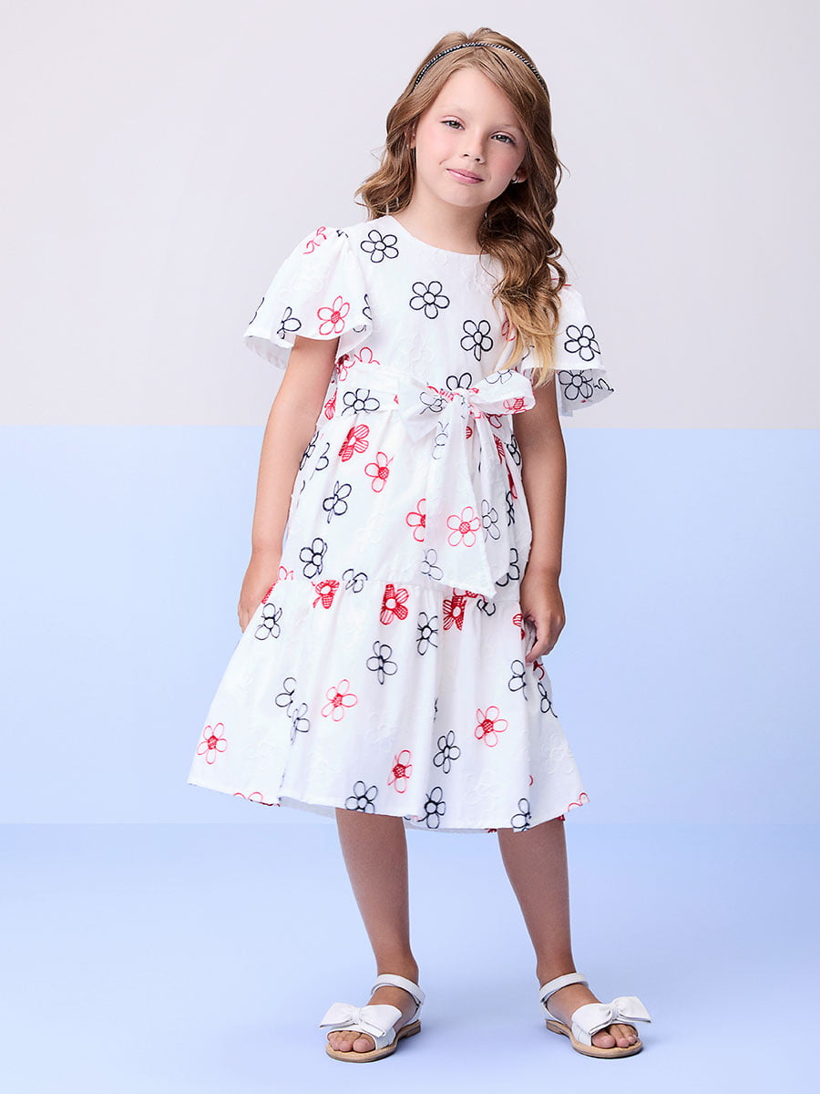 Vestido Infantil Momi Flores Bordadas