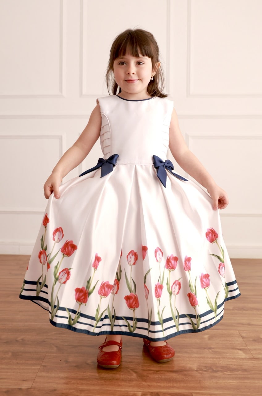 Vestido de Festa Infantil Tulipas Marfim