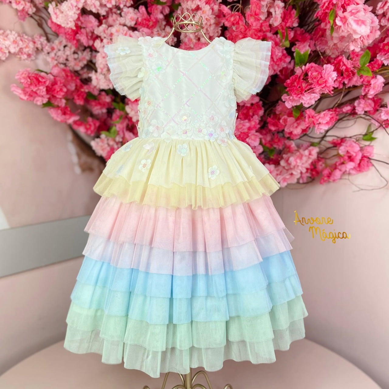 Vestido de Festa Infantil Conceito Candy Colors Bordado
