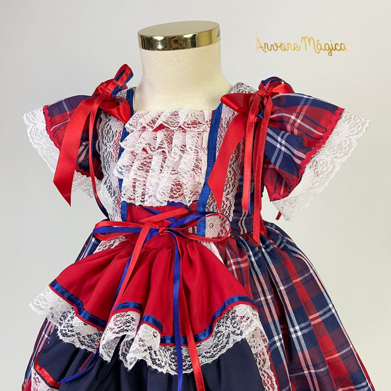 Vestido de festa store junina xadrez infantil