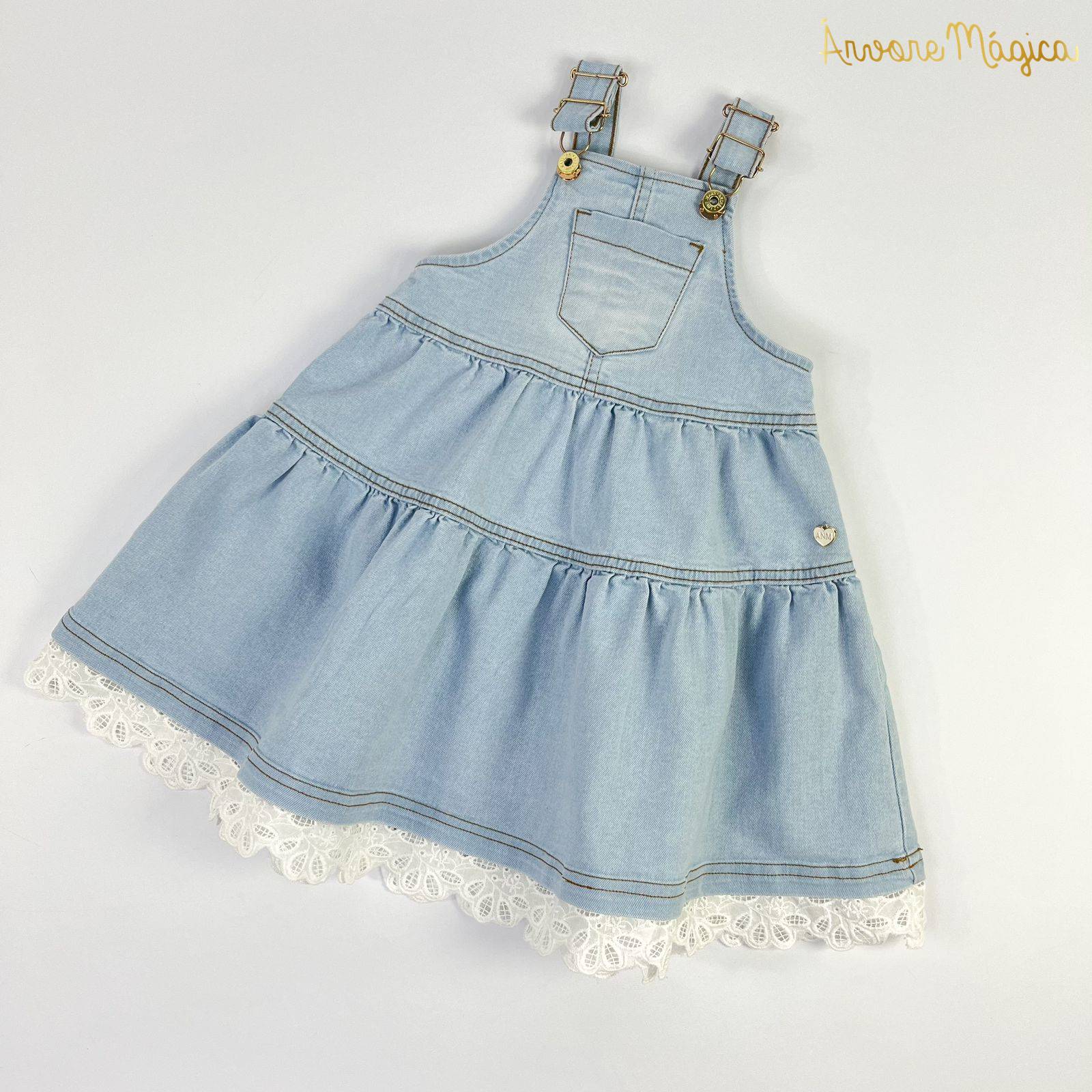 Salopete Infantil Jeans & Renda Animê