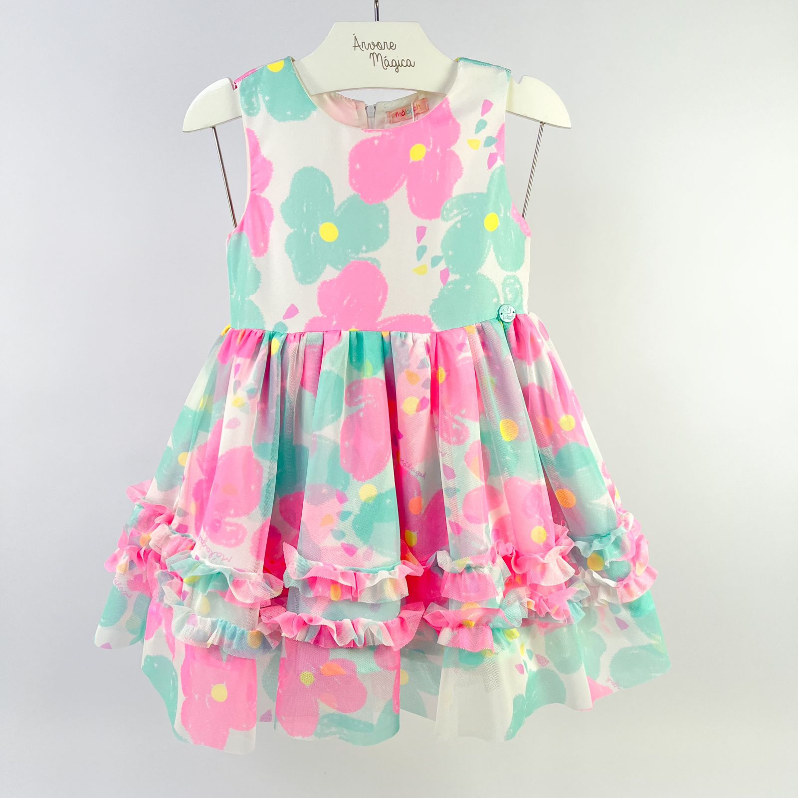 Vestido de Festa Infantil Málagah Flores Babados