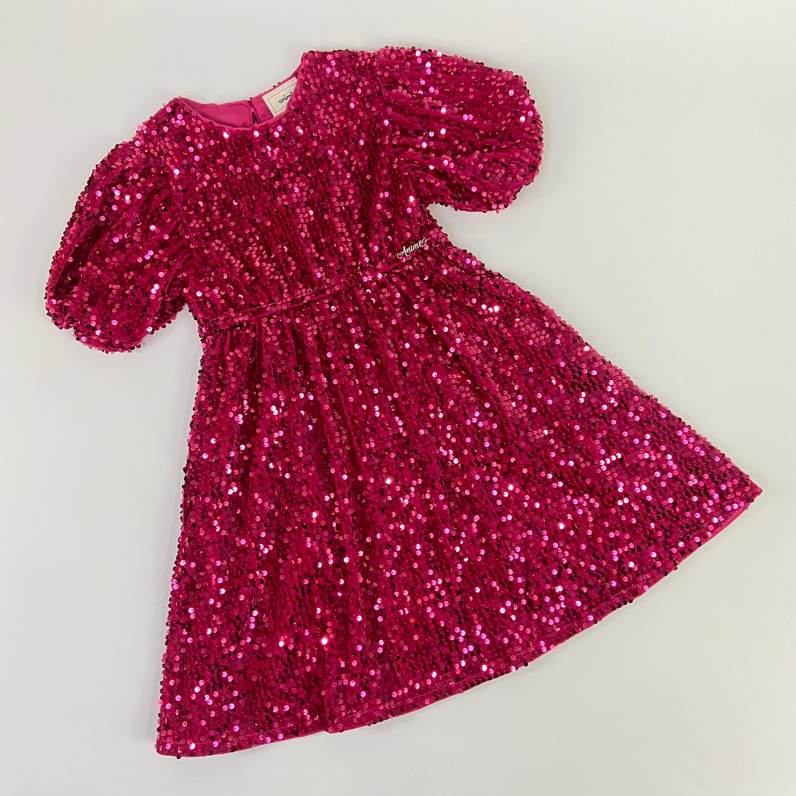 Vestido Infantil Animê Pink Paetês