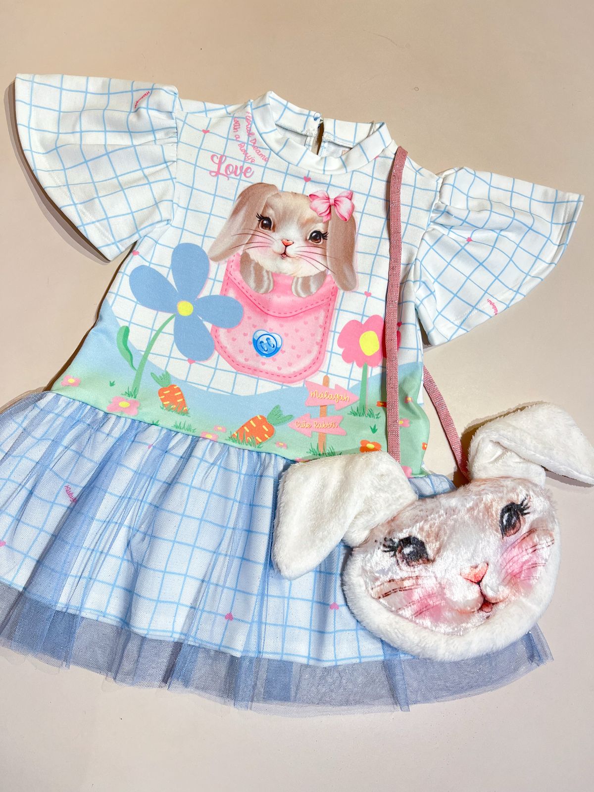 Vestido Infantil Coelhinho com Bolsinha Málagah