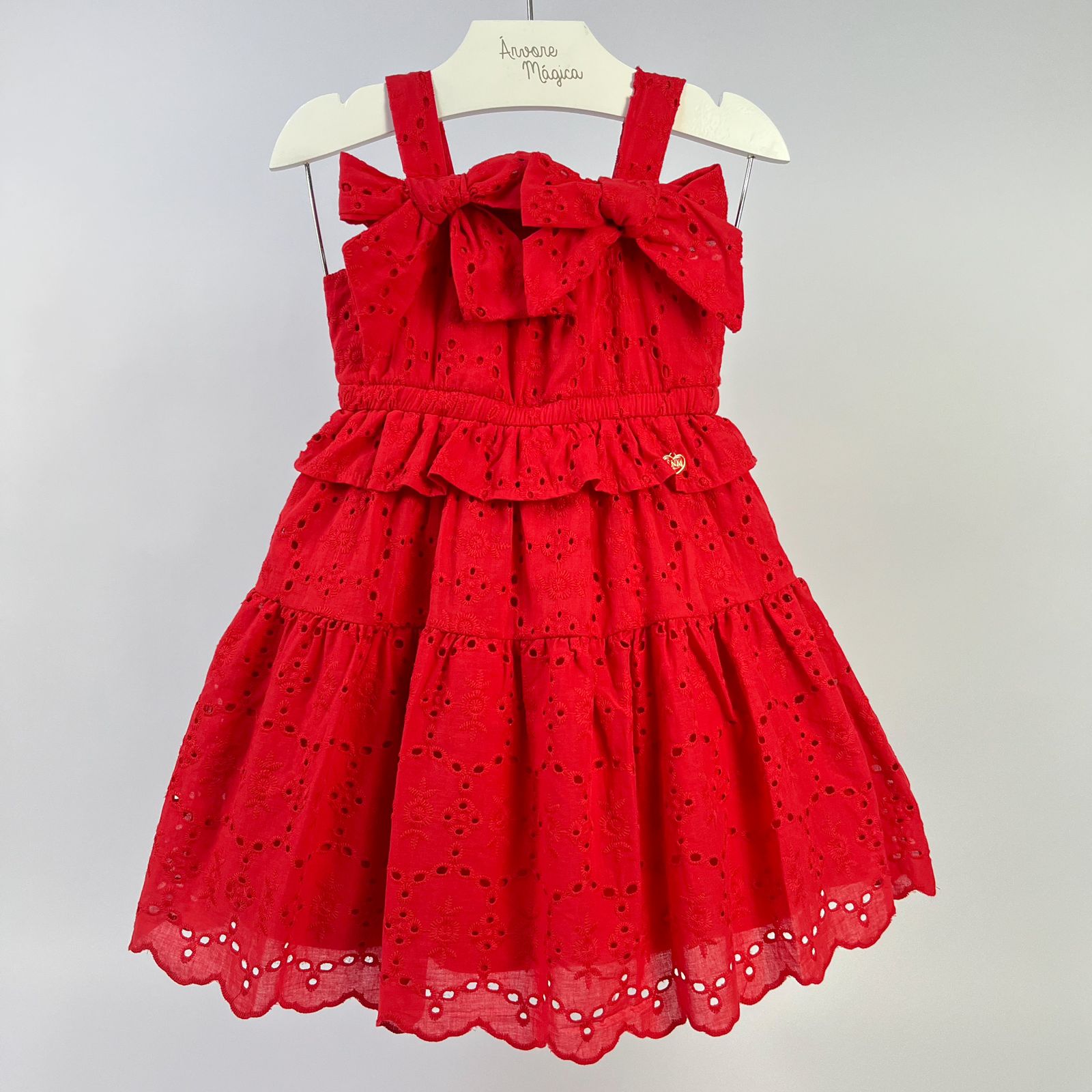 Vestido Infantil Laise Vermelho Laços Animê