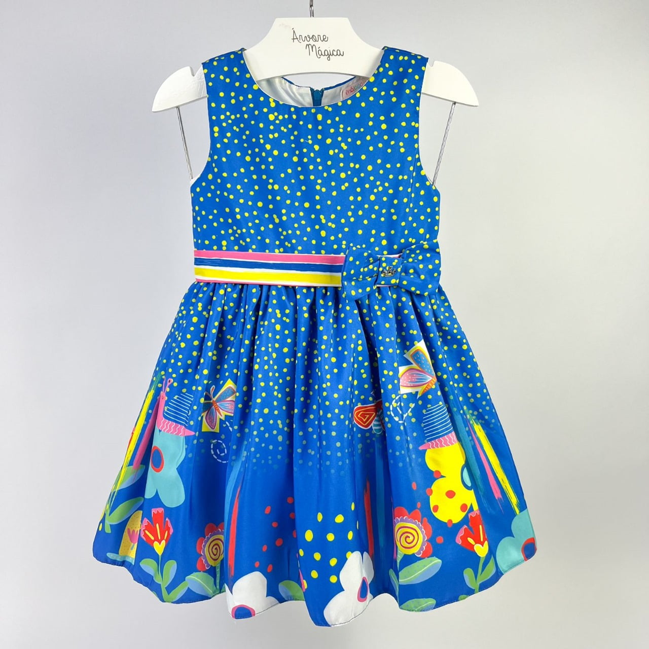 Vestido Infantil Málagah Azul Poás & Borboletas