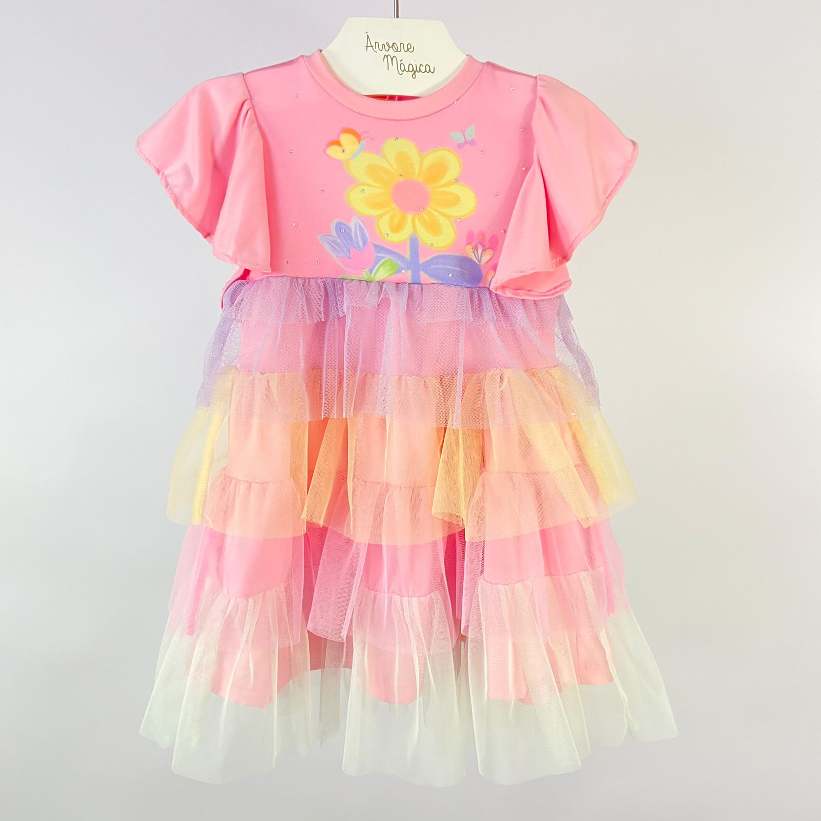 Vestido Infantil Málagah Candy Colors Tule Glitter