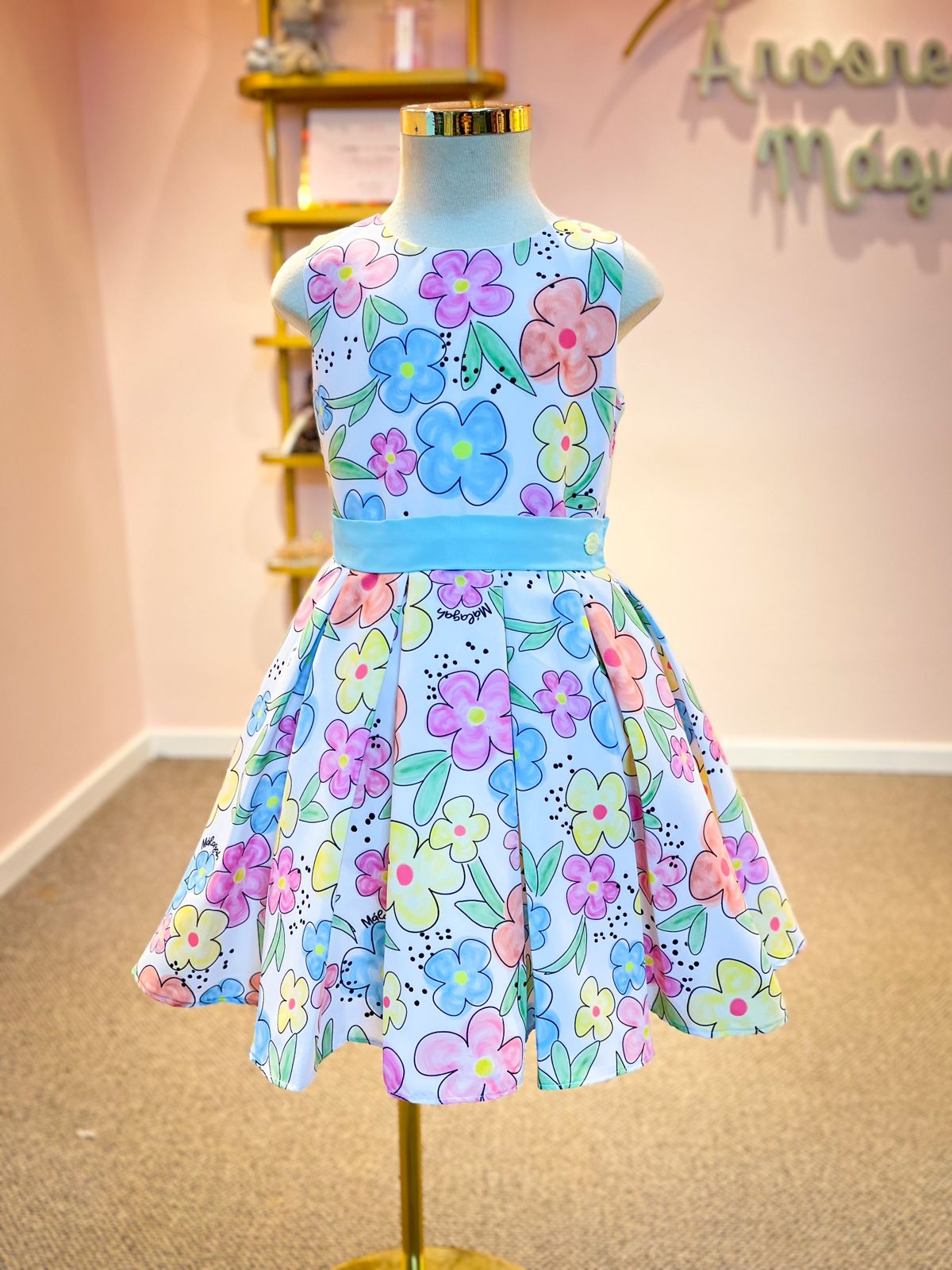 Vestido Infantil Málagah Flores de Verão