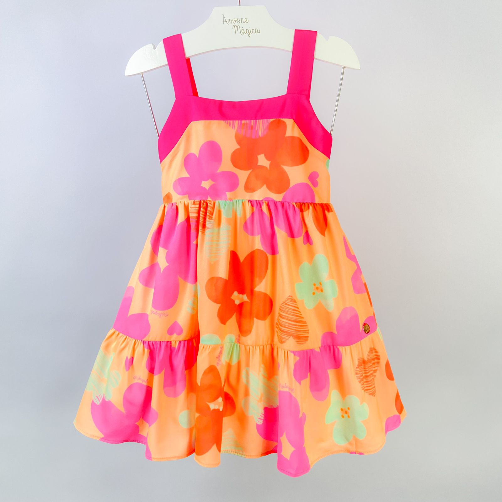 Vestido Infantil Málagah Neon Flores de Verão