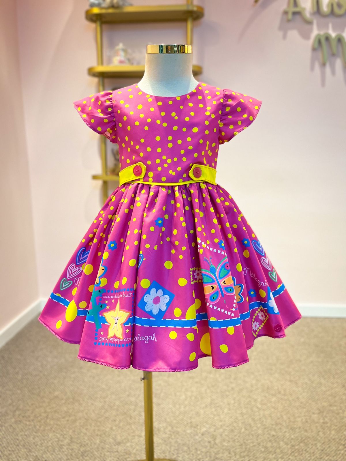 Vestido Infantil Málagah Rosa Poás 