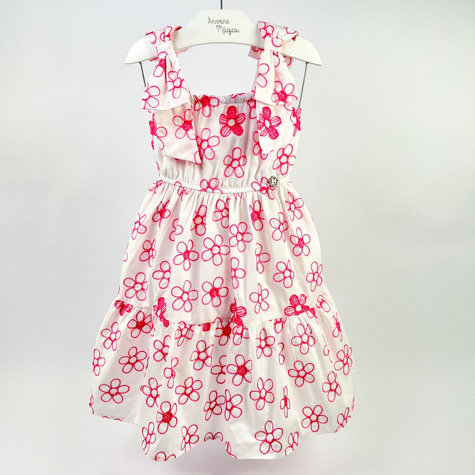 Vestido Infantil Momi Flores Bordadas Laços