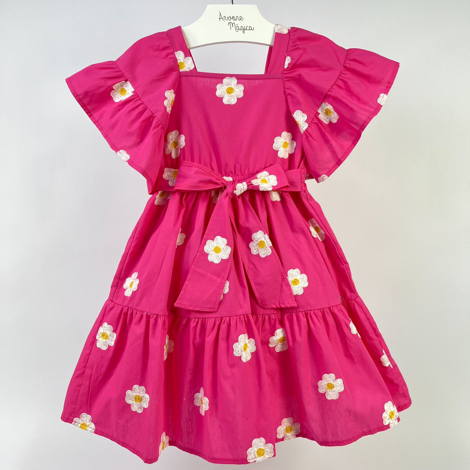 Vestido Infantil Momi Rosa Flores Bordadas