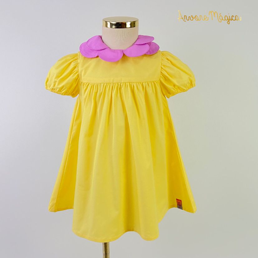 Vestido Infantil Um Mais Um Amarelo Virgínia